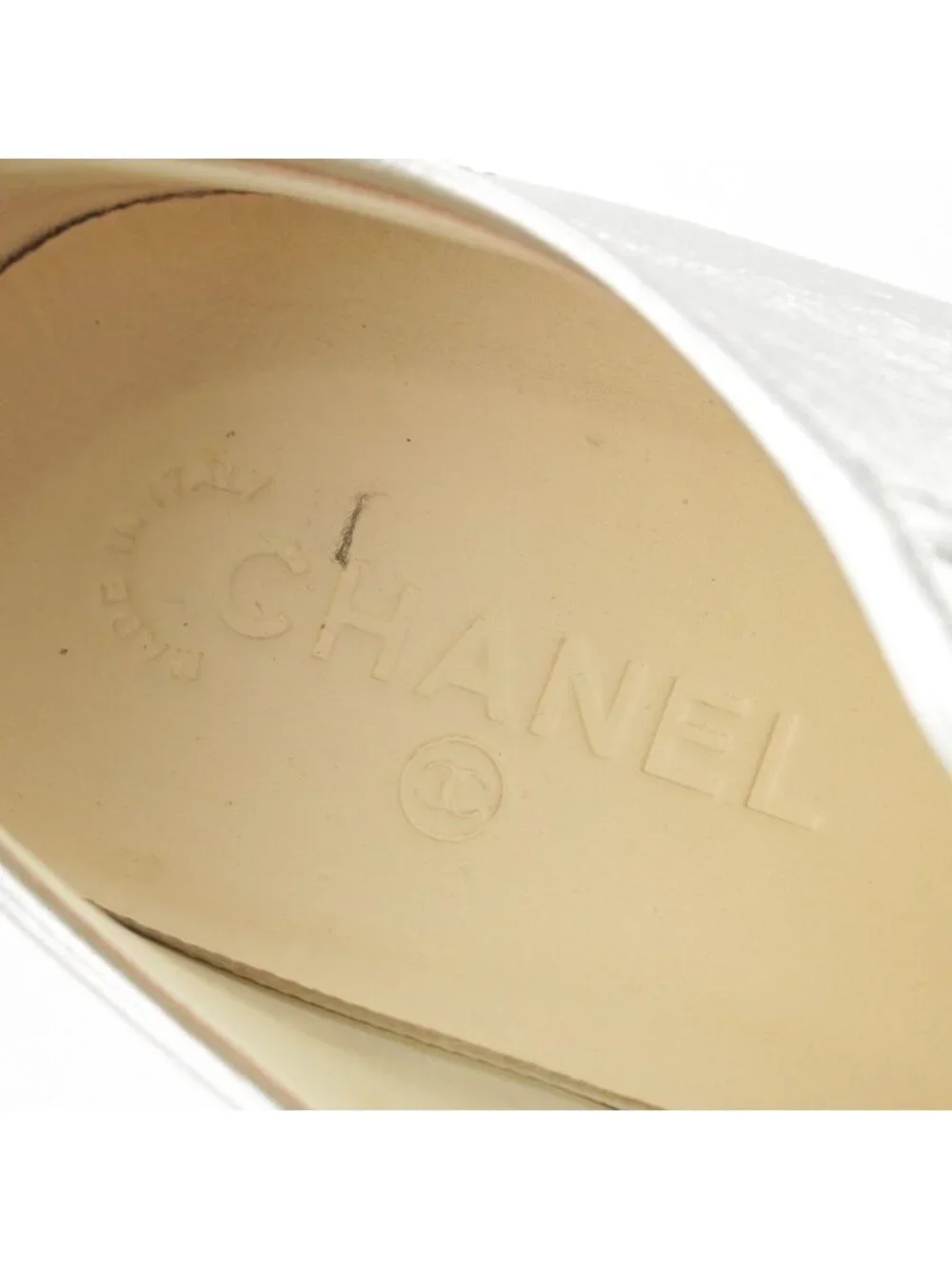 Chanel Leather Low-Top Sneakers Silver